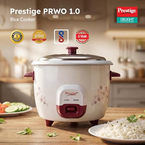 Prestige PRWO 1Liters Red Colour Rice Cooker 2