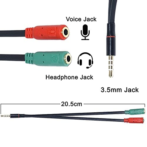 JGD PRODUCTS 1 Male to 2 Female 3.5mm Audio Jack to Headphone Microphone Splitter Converter Adaptor Cable(Specially Design for Mobile and Tablet Only) 3