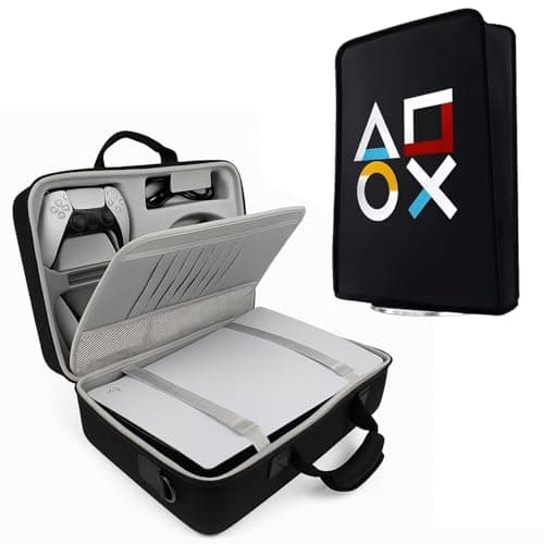 OIVO INDIA Combo of Bag & Dust Cover Hard Shell Water-Resistant Carry-Bag Compatible for PlayStation 5 Disc/Digital Version PS5 Bag (NOT for PS5 Slim Version)
