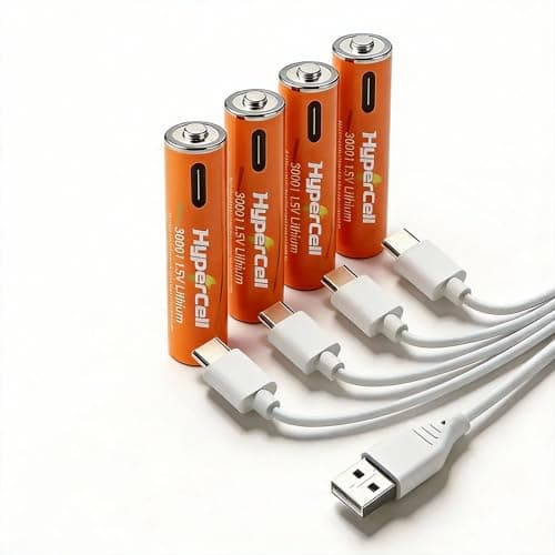 Hypercell® AAA Rechargeable Batteries | 1.5V High Capacity 𝕃𝕚𝕥𝕙𝕚𝕦𝕞 1200 mWh| Dual Fast Charge (USB‑C Direct + Wireless Charge),1500+ Cycles| 15‑Year Lifespan| OEM 3 Years Warranty| Made in U.S 2