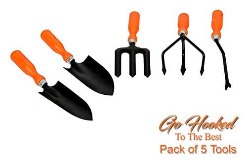 Go Hooked 5 Pcs Gardening Tools Kit for All Your Gardening Needs (Orange & Black) (5 Pcs Set). 2