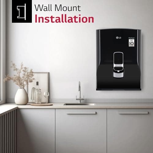 LG RO Water Purifier | 8L Storage Airtight Stainless Steel Tank | Multi Stage Filtration | Wall Mount | Suitable for all Water Sources, WW132NF, Black 3