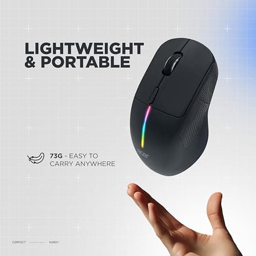 Acer Prism Wireless Mouse | Dual Mode 2.4GHz & BT 5.1 | 6 Buttons with Scroll Wheel | 800/1200/1600 DPI | Rechargeable 500mAh Battery | Running RGB | Lightweight 73g I Windows & Mac Compatible – Black 2