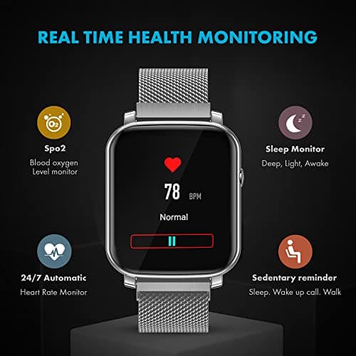 Giordano Grey Unisex Smart Watch. You get Access to a 1.3" Display, Heart Rate | Oxygen Saturation and Sleep Monitoring, Multiple Modes | IP68 Water Resistance with Two Straps 4