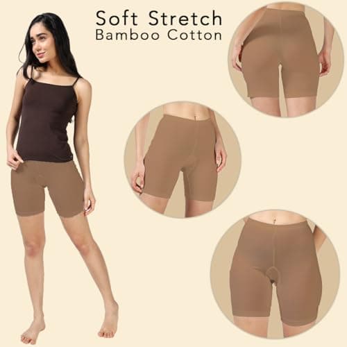 Lavos Women Under Dress Sports Cycling Shorts, Bamboo Cotton Activewear Yoga Gym Workout Anti-Bacterial Uniform, Elastic Mid Waist Shorties Tights for Women's (Size-S) 5