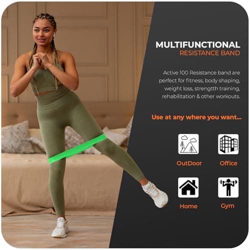Active 100 Resistance Bands Set of 5 – Skin-Friendly Loop Bands With 5 Resistance Levels, Ideal Exercise Band for Home Gym, Yoga, Pilates – Includes Carrying Case & Free Guide (Multicolor) 3