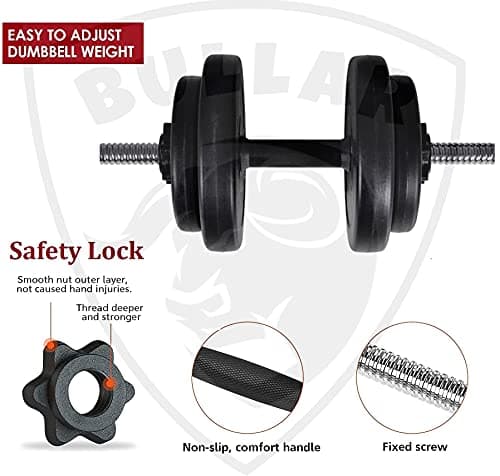 BULLAR Home Gym Set, Home Gym Combo, Home Gym Equipments for Men, Home Gym Kit with 16Kg Weight Plates, 5ft Straight Rod and 3ft curl Rod, 1 Pair Dumbbell rods & Accessories 5