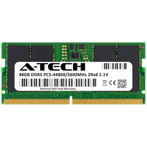 A-Tech 48GB DDR5 5600MHz PC5-44800 CL46 SODIMM 2Rx8 Dual Rank 1.1V Non-ECC Unbuffered SO-DIMM 262-Pin Laptop Computer RAM Memory Upgrade Module 3