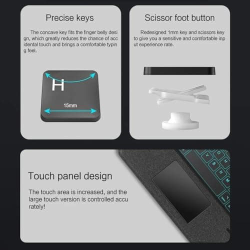 TECPHILE Keyboard Case for Samsung Galaxy Tab S9 Fe Plus/ S9 + 12.4” Folio Cover with Large Trackpad, 7 Color Backlit, S Pen Holder, Magnetically Detachable Wireless Keyboard, Tri-Fold Design 5