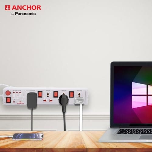 Anchor by Panasonic Spike Guard- 4 Universal Socket Shutter with Individual Switch - 4 Mtr (22569) 5