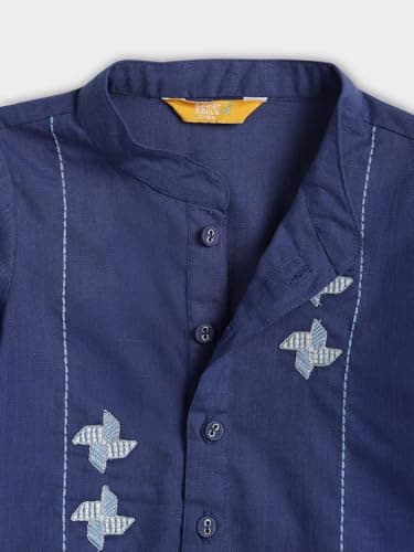 Somersault Embroidered Kurta Dhoti Set for Baby Boy's| Traditional Indian Festive Outfit for Kid's | Cotton Kurta with Matching Dhoti | Comfortable Party & Wedding Dress - Blue 1-18-24 Months 5