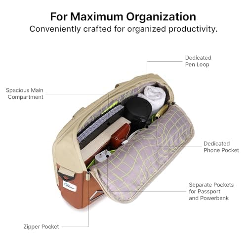 uppercase 14L Omega 02 Professional Laptop Messenger Bag | upto 15.6''| 3x More Water Resistant| Tablet Compartment| Multiple Organisers|Office Bag for Men & Women (Tan) 4