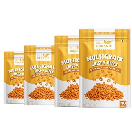 ME&ORGANIC Multigrain Crispy Bites | 75g Pack (Pack of 4) | Healthy Roasted Snack | High Fiber & Protein Rich | Made with Natural Ingredients | No Added Preservatives | Gluten-Free Crunchy Snack