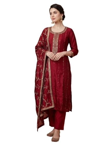INDO ERA Women's Pink Pure Cotton Floral Printed Flared Fusion Kurta & Pant Set