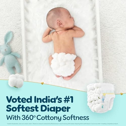 Pampers Premium Care Pant Style Baby Diapers XS 70 Count | No Marks Design | Voted India’s #1 Softest Diaper | All in 1 diaper with 360 Cottony Softness 5