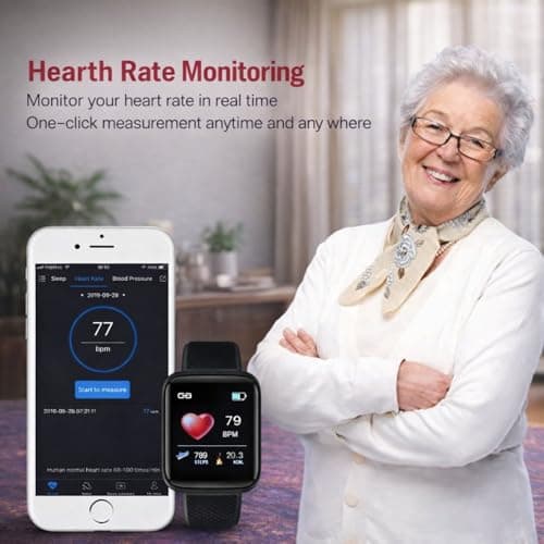 MARVIK Smart Watch for Kids, Men, Boys, Girls, and Women, ID116 Plus 2025, Latest for Android and iOS Phones, IP68 Waterproof with Daily Activity Tracker, Heart Rate Sensor, Sleep Monitor - Black 4