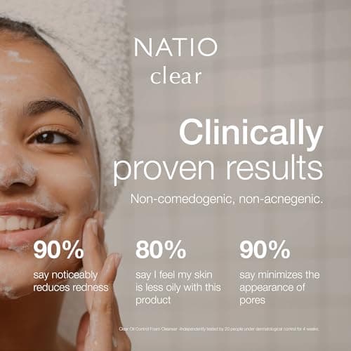 Natio Australia Clear Oil Control Foam Cleanser,150 ml - Acne Face Wash - Face Cleanser with Tea Tree, Witch Hazel - For Oily, Acne Prone Skin 5