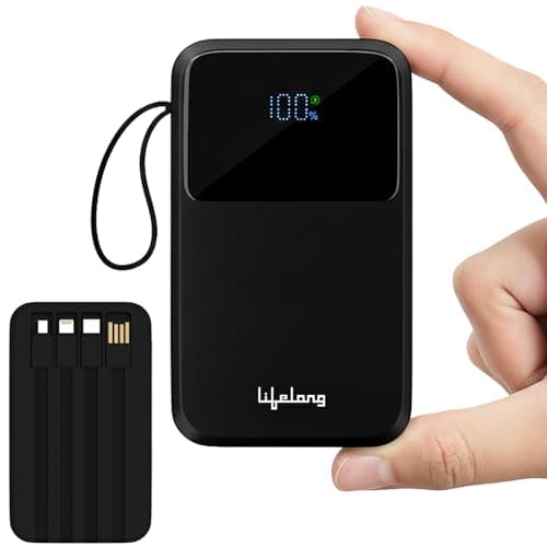 Lifelong Electronics 20000mAh 22.5W Fast Charging Power Bank | 3 Inputs (1 Built-in USB A Cable + 1 C + 1 Lightning Port) & 6 Outputs (3 Built-in Cables + 1 C + 2 A Port) | Small Pocket Size Powerbank