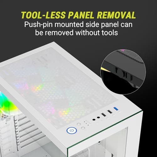 Ant Value Tempered_Glass CV100 Mid-Tower Computer Case/Gaming Cabinet Â– White | Support ATX, M-ATX, ITX | Pre-Installed 2 Top & 1 Rear Rainbow Fans 4