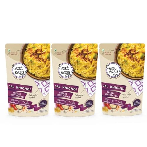 Eat Easy Ready To Eat Dal Khichdi (92gm- Pack of 3) | Just Heat & Eat | High Protein & Fiber | Light on Stomach | No Preservatives | Instant Food for Travel, Hostel, Trekking, Camping, Hiking, Office