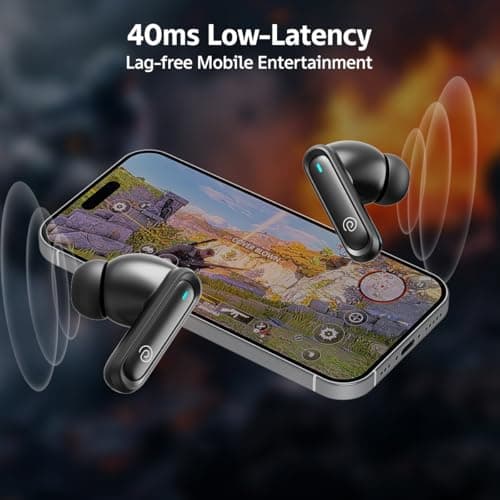 pTron Bassbuds Turbo in-Ear TWS Earbuds w/ 40ms Low-Latency, 50Hrs Playtime, Custom EQ, App Support, Dual Mic, TruTalk AI-ENC Calls, Immersive Sound, RGB Lights, Bluetooth V6.0, IPX5 (Raven Black) 5