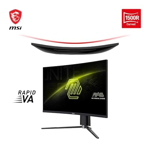MSI MAG 27CQ6PF 27 Inch WQHD Curved Gaming Monitor - 1500R 2560 x 1440 Rapid VA Panel, 180 Hz / 0.5ms (GtG, Min.), Adaptive-Sync - DP 1.4a, HDMI 2.0b CEC 2