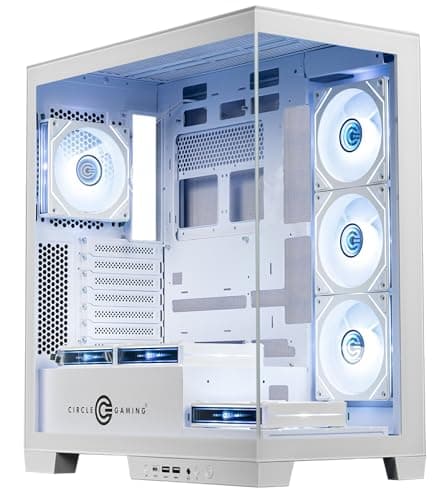 Circle Defender ZX7 Mid-Tower Gaming Cabinet - White | Supports ATX, M-ATX, ITX | Reverse Connector Motherboard Compatible | 3X Front, 3X Bottom, 1X Rear 120MM ARGB Fans with Infinity Mirror