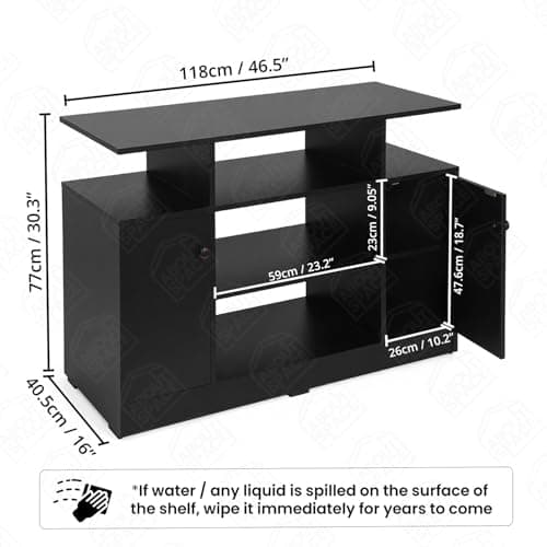 ABOUT SPACE TV Unit - Engineered Wooden TV Stand with Adjustable Shelf Storage Cabinet with Door for Console, Home Theatre, Books for Living Room - DIY Entertainment Unit for 32-50 Inch - Black 2