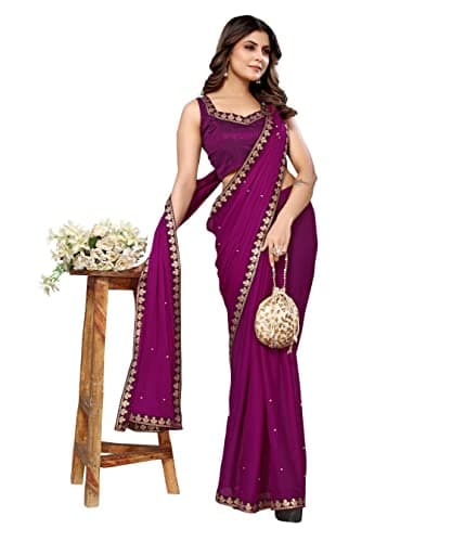 Yashika Women's Lycra Blend Saree (AARIYA Purple 3