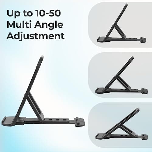 ZEBRONICS MS80 Mobile Holder with Adjustable Height, 10°- 50° Multiangle Adjustment, Foldable Design, Anti Skid Base, Matte Finish, Lightweight and 4 Adjustable Levels (Black) 4