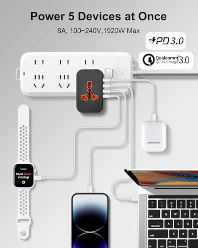 rts Universal Travel Adapter, Worldwide Wall Travel Plug, 2 USB C, 2 USB A and 1 Multi AC Outlets Travel Charger, International Power Adapter, European Power Plug for EU UK USA AU, Travel Essentials 2
