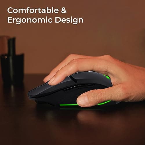 ZEBRONICS Shark Lite Wireless Gaming Mouse with 4600DPI, Comfortable & Ergonomic Design, RGB LED Lights, 6 Buttons, in-Built Rechargeable Battery, Power & LED ON/Off Switch 3