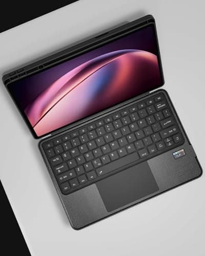 RTSY Kickstand Combo Keyboard case for Lenovo Tab P12 (12.7 Inch-TB-370FU Model) with 7-Colors Backlit, Multi-Touch Trackpad, Dual Orientation, Magnetic Detachable Bluetooth Keyboard Cover, Pen Holder 3