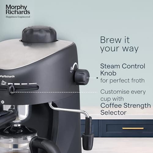 Morphy Richards New Europa 800-Watt Espresso and Cappuccino 4-Cup Coffee Maker (Black) 5
