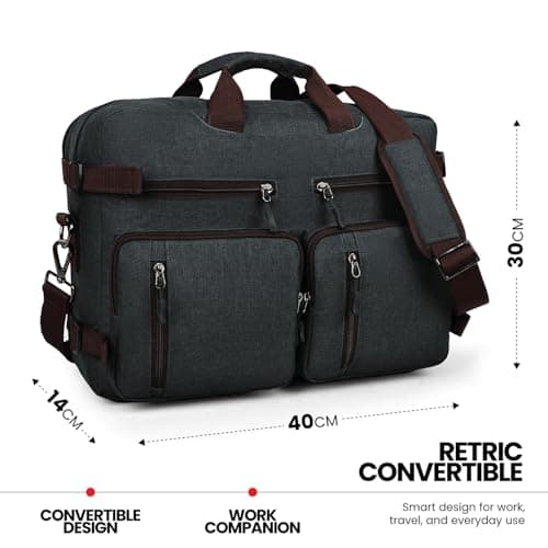 FATMUG Laptop Messenger Bag For Men - Convertible Large Backpack For Office And Travel (Dark Grey, Oxford Fabric) 2