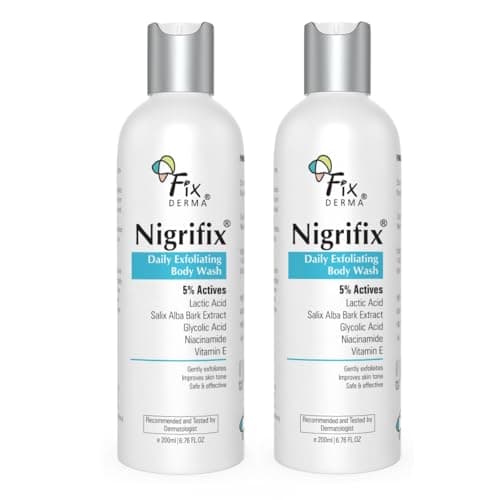 Fixderma Nigrifix Exfoliating Body Wash with 5% Actives (Lactic Acid, Glycolic Acid, Niacinamide Acid & Vitamin E) | Gentle Exfoliating Shower Gel for Body Wash | Improves Skin Tone - 200ml(Pack of 2)
