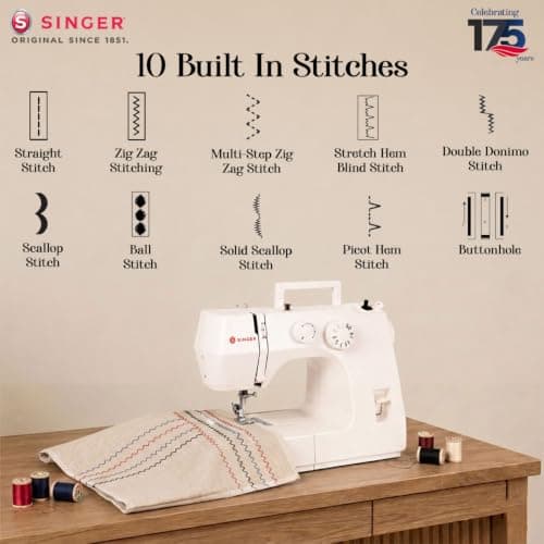 SINGER 1410 Automatic Zig Zag Sewing Machine Electric | Tailoring Machine for Stitching | 10 Built-In Stitches & 22 Stitch Functions | Free Arm | Metal Frame | 60W Motor | Free Demo | 2 Year Warranty 5
