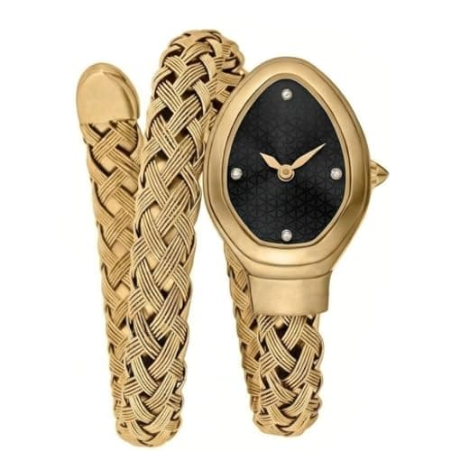 CLEO Be Bold Be You Gold Jewellery Style Watch for Women | Fashion Bangle Analog Wrist Watch (Mesh Black 169)