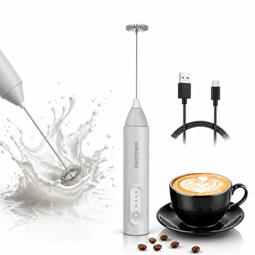 STUVI Coffee Frother Electric Rechargeable, Handheld Milk Frother for Coffee, Latte, Cappuccino & Hot Chocolate, USB Rechargeable Coffee Maker Machine with Dual Spring Stainless Steel Whisk