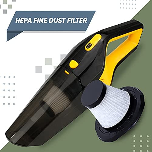 GoMechanic Car Vacuum Cleaner - Portable 2 in 1 Wet & Dry Cleaner for Car with High Suction Power 6000PA - Multipurpose 12V Power Corded with Nozzle Straw & HEPA Filter (Neutron 6000, Black & Yellow) 4