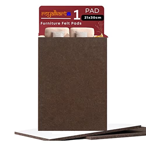 Royalkart® Furniture Felt Pad Sheet, 30cmx21cm | Anti-Slip Strong Adhesive Cuttable Furniture Pads | Noise Reduction Floor Protector for Hardwood Floors, Tiles, Chair, Dining Tables (Brown- Pack of 1)