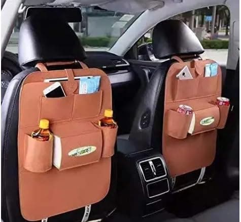 Car Back Seat Organizer with 7 Pockets for All car | Universal Fit Interior Multi-Pocket Organizer Holder Storage for Bottles, Mobile, Keys, Tissues | Car Leather Storage Hanging Bag Seat 4