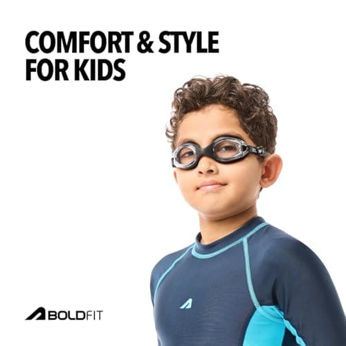 Boldfit Swimming Goggles for Kids, Boys With Adjustable Strap Goggles for Swimming, Swimming Goggles for Girls Air Tight Swim Goggles for Kids, Swim Goggles - Black 2