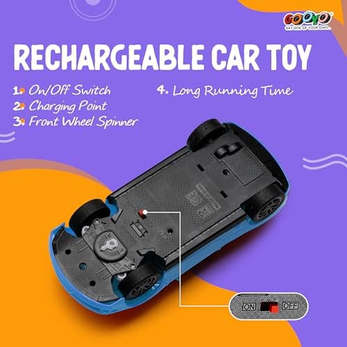 Gooyo GY-231CH Hi-Speed Rechargeable RC Car Toy with Glowing Headlights Feature | User-Friendly RC Car Toy for Kids | Blue | in-Built Battery | Gift Box Packaging 2