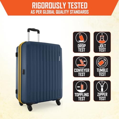 Safari Genius Alley 75cm Large Size Check-in Trolley Bag Hard Case Polypropylene, 4 Spinner Wheels, 360 Degree Wheeling Luggage, Travel Bag, Suitcase for Travel, Trolley Bags for Travel, Navy 5