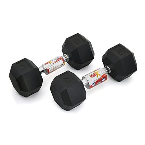 RUBX Rubber Coated Professional Exercise Hex Dumbbells (Pack of Two) 12.5 Kg x 2pc (Total = 25 kg) 5