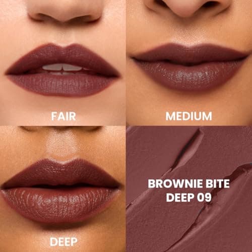 Typsy Beauty Cocoa Peptide Velvet Matte Lipstick | 8hr Wear, Soft Blur Finish, Lightweight Texture, Hydrating Lipstick | Brownie Bite Deep 03 | Vegan & Paraben Free 3.5g 3