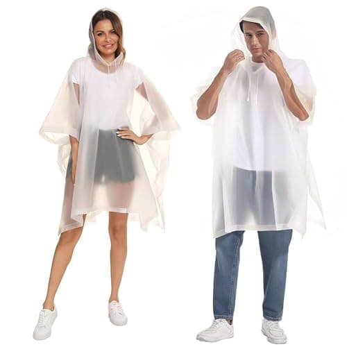 Pivalo EVA Poncho Raincoat Transparent Hooded Water Resistant Rain Jacket with Sleeves for Women Men Camping Rainy Season Travel - White 2