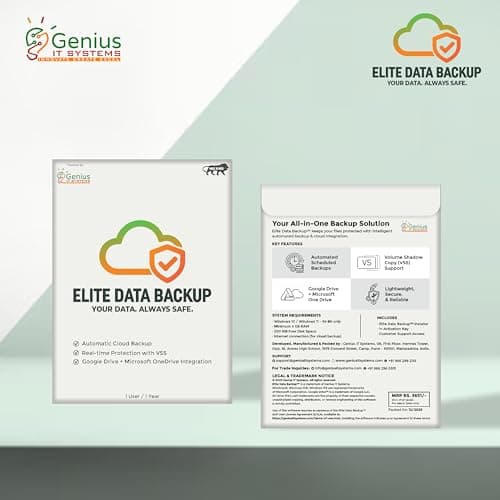Elite Data Backup – Automatic Cloud Backup Software for Windows | Backup to Google Drive & OneDrive | Ideal for Tally & Accounting Data | 1 User 1 Year | License Key via Email | India's No 1 Backup So 3