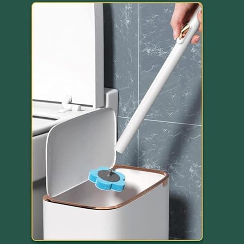 Disposable Toilet Brush with 8pcs Sponge Refills, Wall Mounted Bracket Disposable Toilet Bowl Cleaner Wand, Toilet Cleaning System for Supreme Deep Cleaning and Hygienic Bathroom with Holder 5